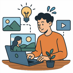 Creatividad al instante. Crea imágenes o videos utilizando nuestra biblioteca de prompts o usa los tuyos propios